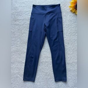 Bally Total Fitness Small Navy High Rise Leggings Side Pockets